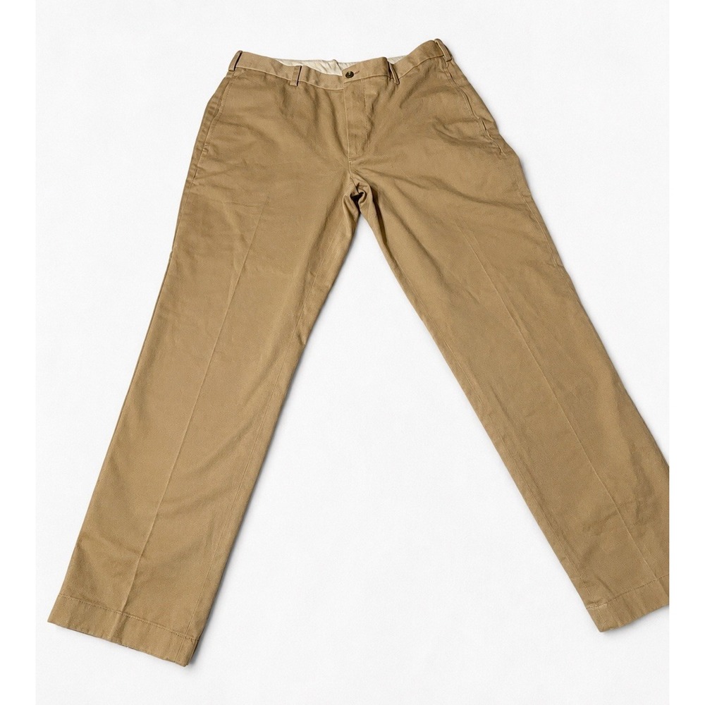 Brooks Brothers Advantage Chino Clark Pants Men's 35x30 Khaki Tan 100% Cotton